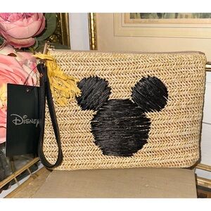 Disney Mickey Mouse Silhouette Raffia Wristlet NWT